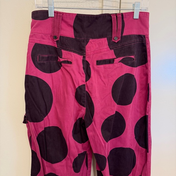 Avec Les Filles Pink and Black Polka Dot Wide-Leg Cargo Pants High Rise Medium - Picture 11 of 12